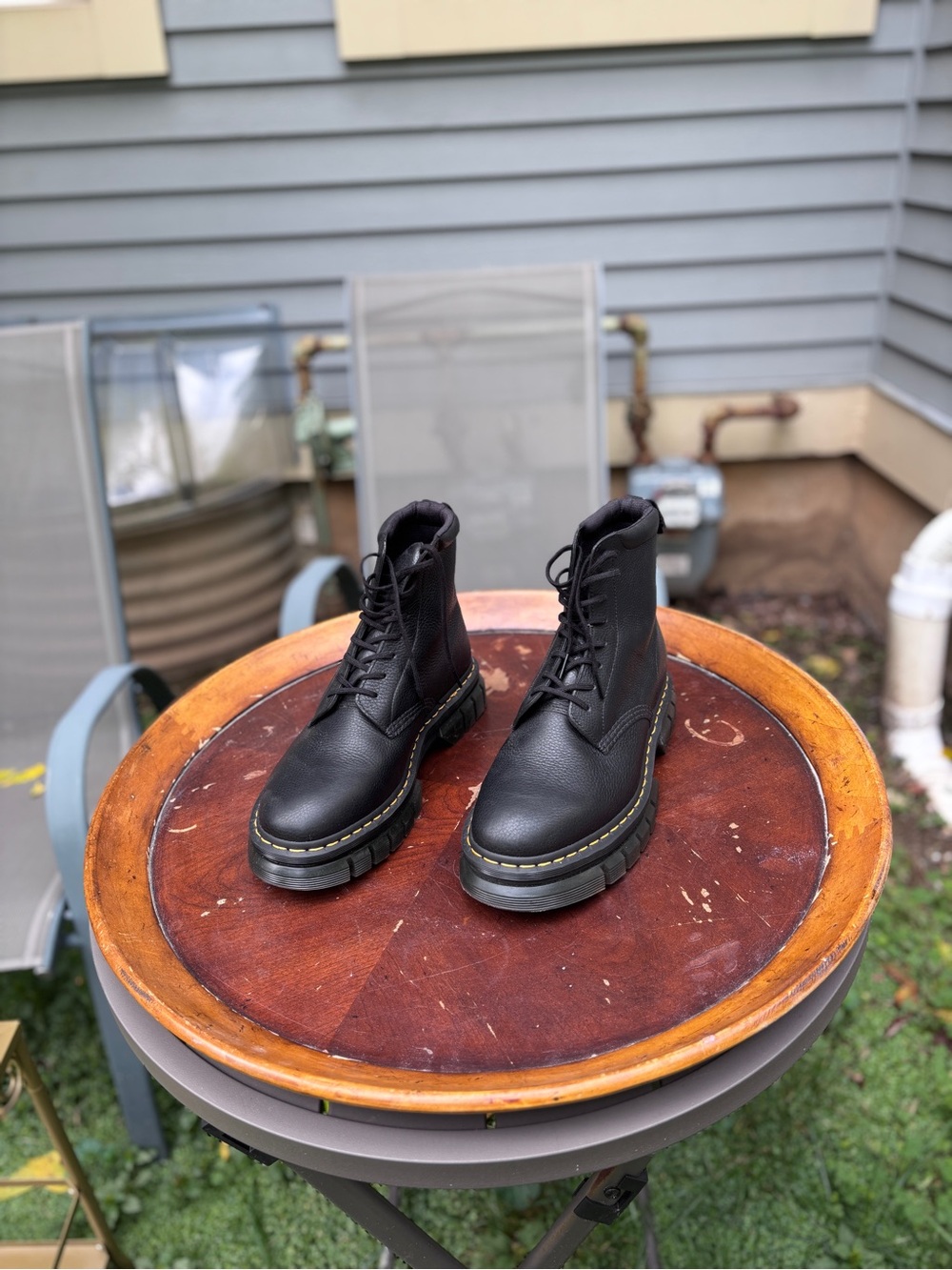 Dr. Martens 🤗Black Leather Lace-Up Platform Combat Boots ♠️🎲🖤